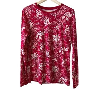 Set Of 2 Women's Lands End Long Sleeve T Shirt Holiday Theme Christmas Cotton